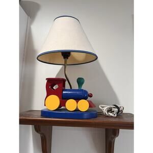 Vintage Colorblock Train Kids Bedroom Lamp